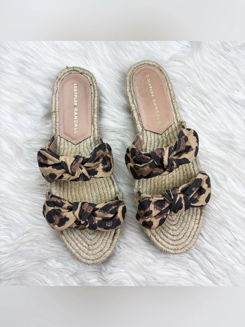 Loeffler Randall Leopard Print Bow Espadrille Sandals in Tan and Black